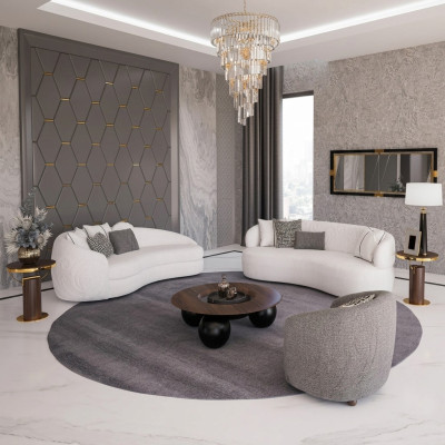 Conjunto de sofás de 6 piezas 2 sofás de tres plazas Sillón de diseñador Mesa de café de madera