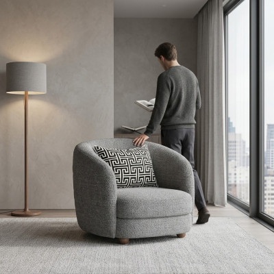 Muebles modernos Sillón Asiento tapizado Diseñador Decoración Mobiliario tapizado Textil Nuevo