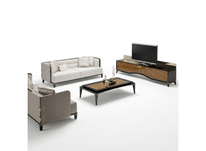 Muebles tapizados Sofá Sofá Diseñador 2x Sofás de tres plazas Modernos Blancos Decoración