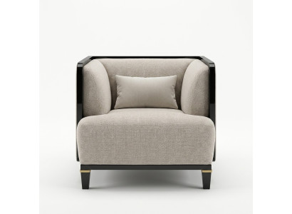 Moderno sillón de salón de muebles nuevos, diseño de interior, cojín blanco.