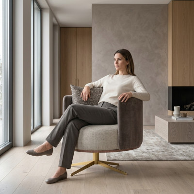 Sillón de diseñador innovador para muebles de sala modernos hecho de cuero sintético de alta calidad