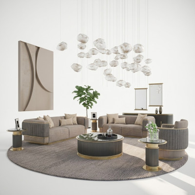 Sofá tapizado de 3 piezas completo para sala de estar moderno de tres plazas con sillón de dos plazas.