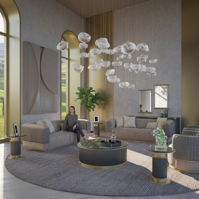 Conjunto de sofá 4 piezas Sofá tapizado Sala de estar Sofá de tres plazas Diseño moderno Sillón