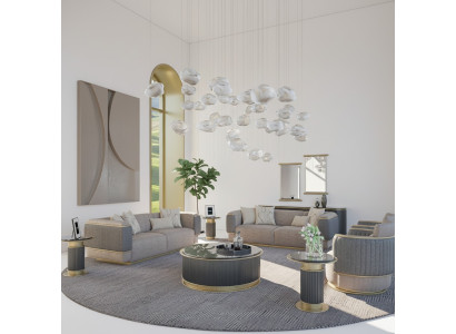 Conjunto de sofá 4 piezas Sofá tapizado Sala de estar Sofá de tres plazas Diseño moderno Sillón
