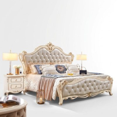 Set clásico de muebles de 3 piezas que consta de una cama de lujo y 2 mesitas de noche.