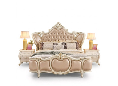Dormitorio muebles Cama 2x Mesitas de noche Lujo Set Nuevos muebles clásicos de 3 piezas