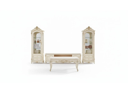Conjunto de sala de estar elegante clásico muebles soporte para TV 2 vitrinas mesa de centro.