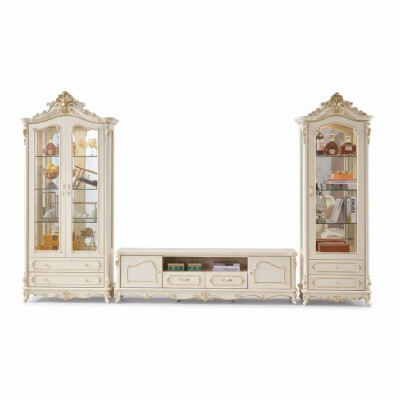Conjunto de sala de estar de lujo, soporte de TV, 2 vitrinas, 3 piezas, nuevo interior.