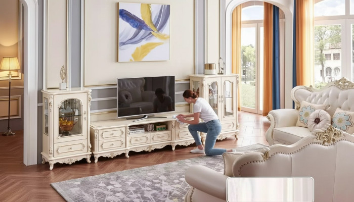 Sala de estar para un conjunto de muebles clásicos de 3 piezas. Área interior para el apartamento.