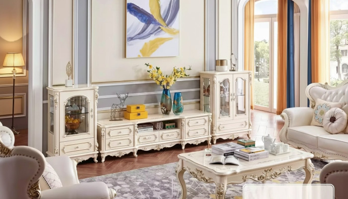 Sala de estar para un conjunto de muebles clásicos de 3 piezas. Área interior para el apartamento.