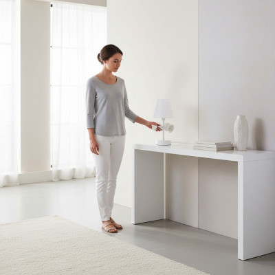 Lámpara de mesa, lámpara, lámparas, luces, dormitorio, lujo, moderno.