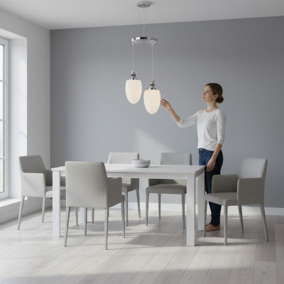 Lámpara de techo moderna de vidrio blanco de lujo para la sala de estar, estilo nuevo, 33x70cm.
