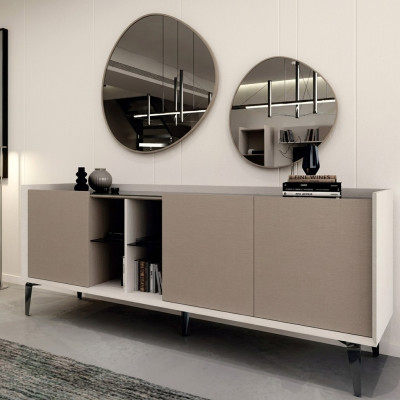 Mueble auxiliar de lujo y moderno para la sala de estar en color gris, cómoda nueva.