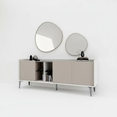 Mueble auxiliar de lujo y moderno para la sala de estar en color gris, cómoda nueva.