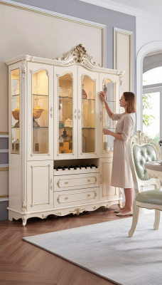Vitrine de madera muebles de sala de estar clásicos nuevo lujo interior perlado