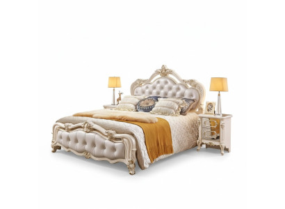 Juego de dormitorio chesterfield cama + 2 mesitas de noche de madera de lujo 3 piezas Interior.