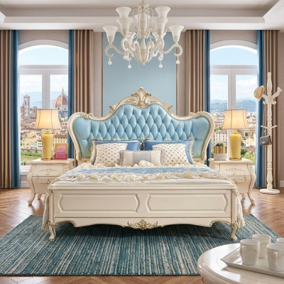 Dormitorio conjunto cama y 2 mesitas de noche muebles clásicos de lujo nuevos