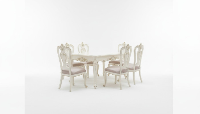 Mesa de comedor de lujo, juego de comedor de 6 sillas, muebles clásicos de 7 piezas nuevos.
