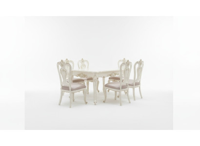 Mesa de comedor de lujo, juego de comedor de 6 sillas, muebles clásicos de 7 piezas nuevos.