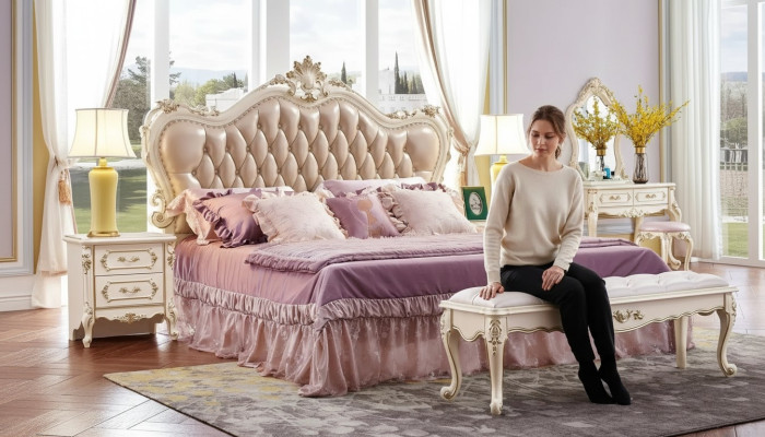 Conjunto de dormitorio cama chesterfield 2x mesitas de noche muebles clásicos de 3 piezas
