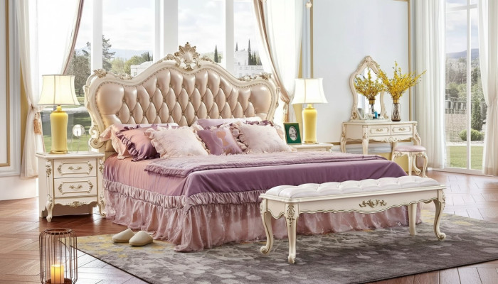 Conjunto de dormitorio cama chesterfield 2x mesitas de noche muebles clásicos de 3 piezas