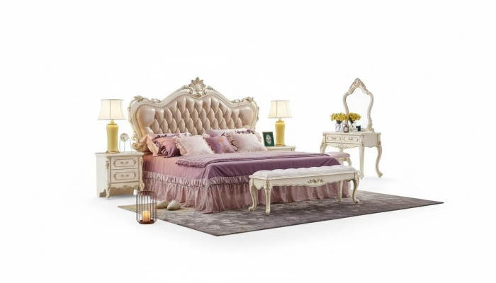 Conjunto de dormitorio cama chesterfield 2x mesitas de noche muebles clásicos de 3 piezas