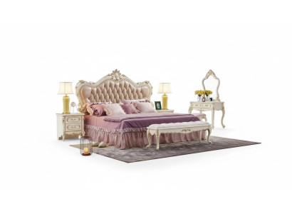 Conjunto de dormitorio cama chesterfield 2x mesitas de noche muebles clásicos de 3 piezas