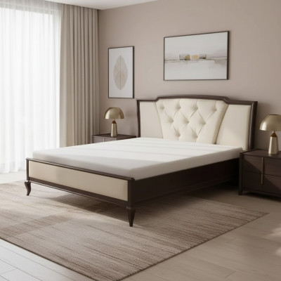 Cama de madera Cama Chesterfield Cama doble en el dormitorio Tela de terciopelo