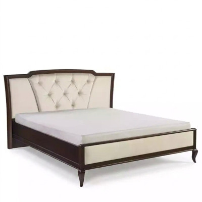 Cama de madera Cama Chesterfield Cama doble en el dormitorio Tela de terciopelo