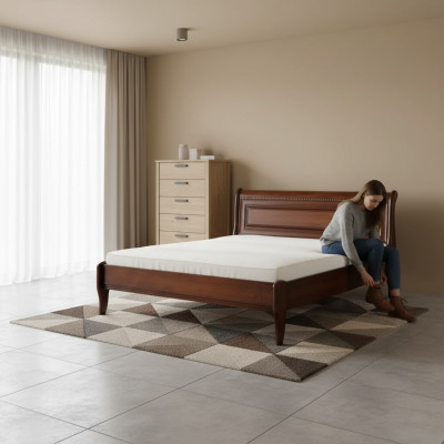 Diseño de cama de lujo del hotel Cama matrimonial Dormitorio doble Camas barrocas de madera.