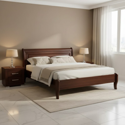 Diseño de cama de lujo del hotel Cama matrimonial Dormitorio doble Camas barrocas de madera.