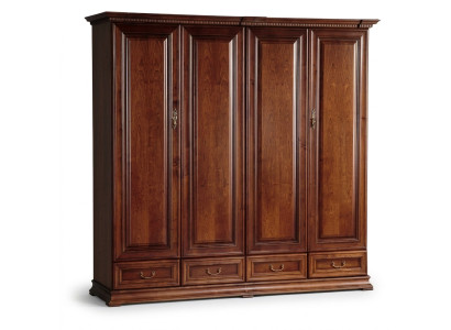Armario de madera para dormitorio, armario barroco rococó de 4 puertas.