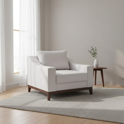 Sillón blanco estilo escandinavo Sillón tapizado Sillón de televisión Lounge Club Muebles