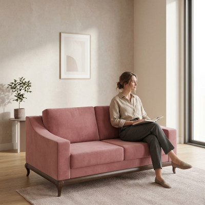 Sofá moderno de 2 plazas para sala de estar, diseño de muebles moderno de estilo nuevo rosa de lujo.