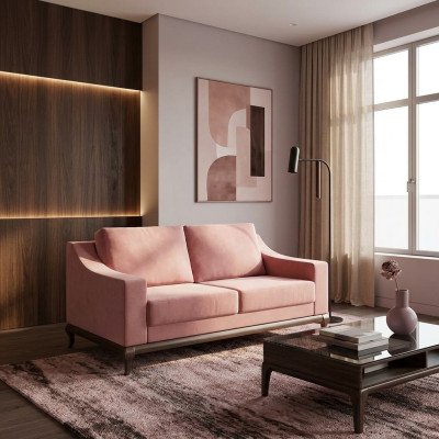 Sofá moderno de 2 plazas para sala de estar, diseño de muebles moderno de estilo nuevo rosa de lujo.