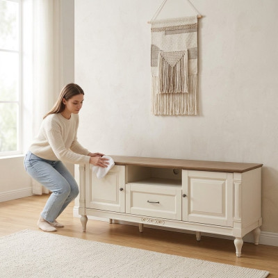Soporte de TV, cómoda, mesa auxiliar de madera, estante de pared, diseño moderno de soporte de TV.