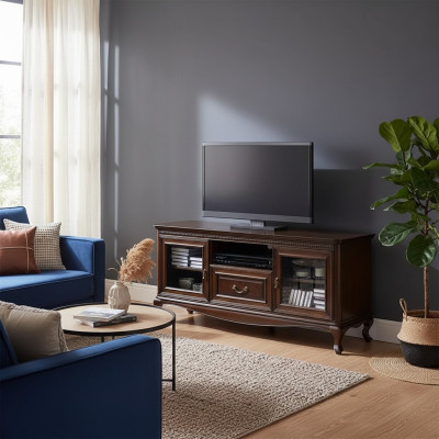 Soporte de TV para sala de estar moderno soporte de televisor gabinete de madera maciza muebles.