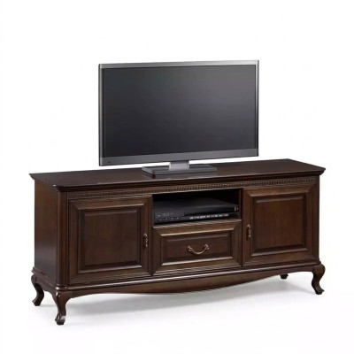 Soporte de TV de madera maciza, marrón, mueble de televisión.