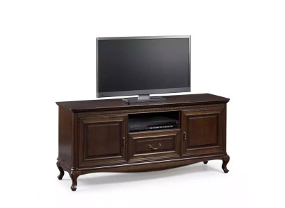 Soporte de TV de madera maciza, marrón, mueble de televisión.