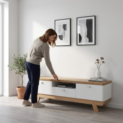 Mueble de televisión para el salón, soporte para televisor blanco, armario, madera, muebles RTV.