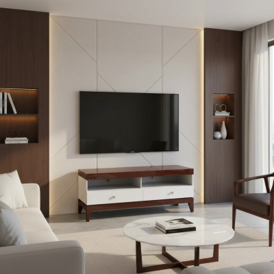 Soporte de televisión para salón, televisor, blanco, aparador, armario, muebles, madera.