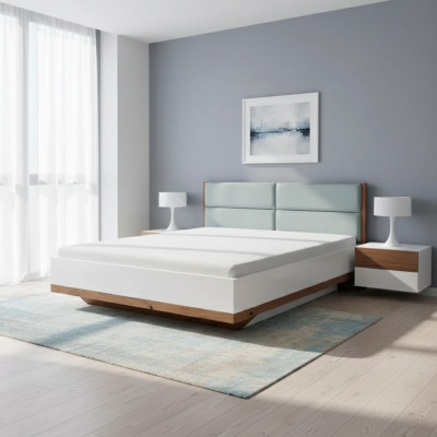 Cama estilo moderno Cama doble Diseño de lujo Muebles de dormitorio Cama de madera
