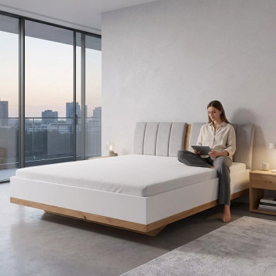Diseño de cama de lujo camas dobles del hotel Muebles de madera real Textiles