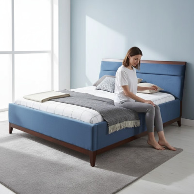Cama dormitorio Muebles de lujo en color azul Novedad para tus interiores