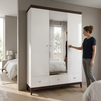 Diseñador armario brillante armarios dormitorio muebles madera lujo blanco