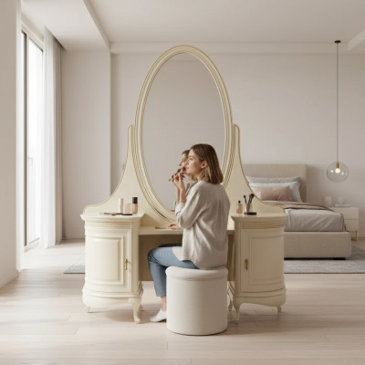 Vestidor Espejo Dormitorio Muebles de lujo beige Consolas Mesa