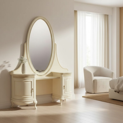 Vestidor Espejo Dormitorio Muebles de lujo beige Consolas Mesa