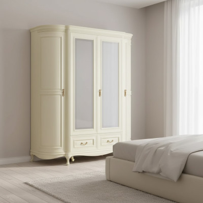 Armario de ropa de lujo blanco Armario de dormitorio de madera Muebles armarios