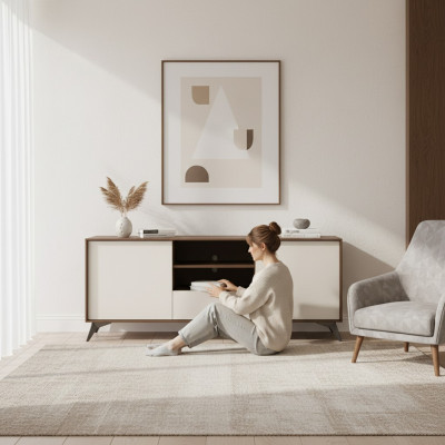 Diseño armario de pared estantería sala de estar soporte para TV estantes de madera en la pared