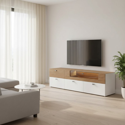 Diseño de armario de pared estantería estantes pared sala de estar soporte de TV de madera.